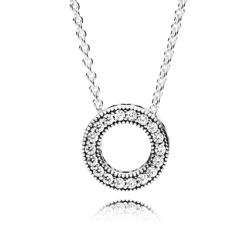 PANDORA logo reversible silver collier with clear 