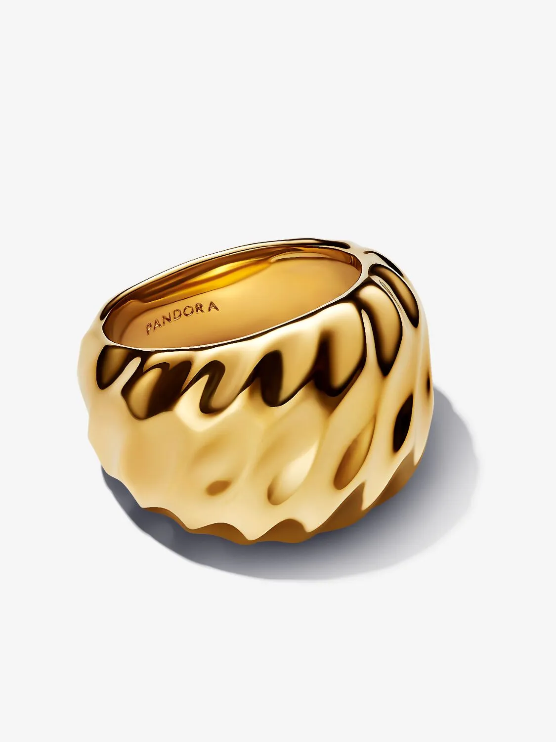 Rippled 14k gold-plated ring/ 163884C00-50