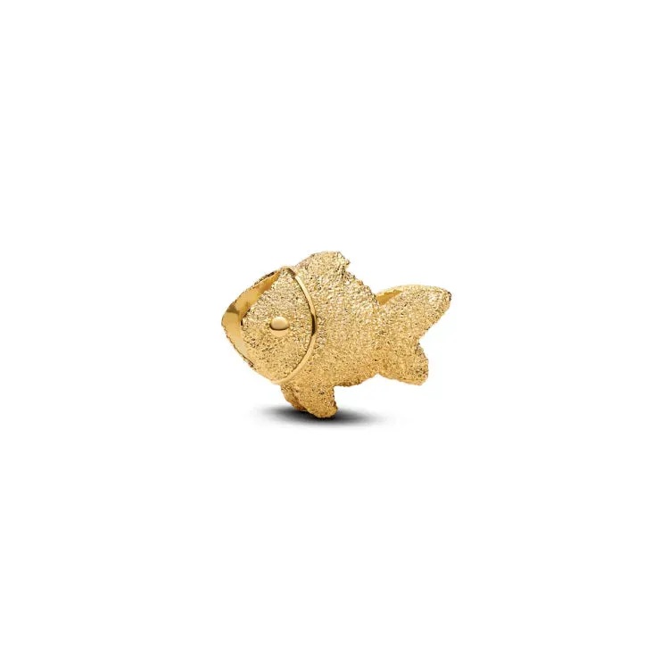 Textured fish 14k gold-plated mini charm