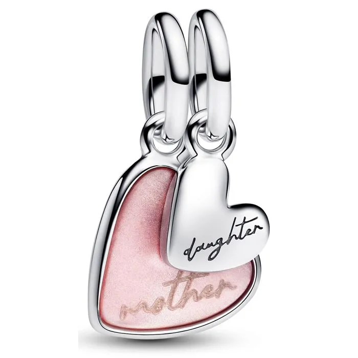 Mother and daughter hearts sterling silver splitta