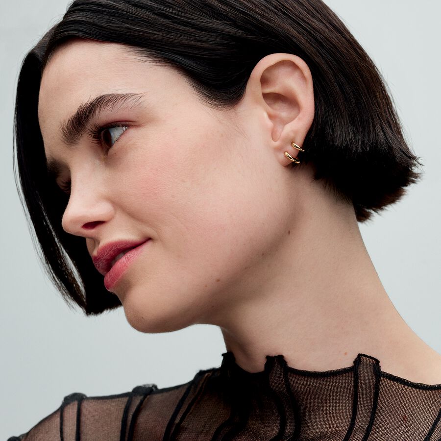 14k Gold-plated double huggie hoop earrings