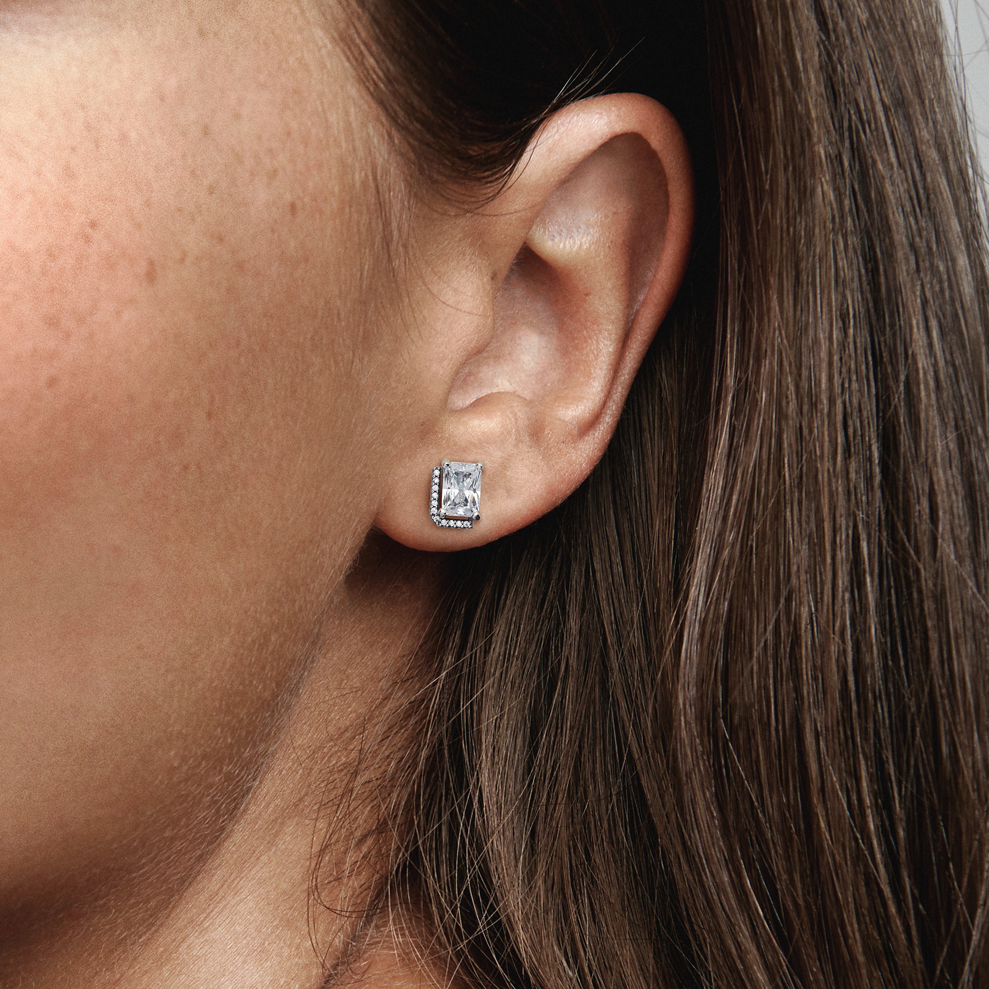 Sterling silver stud earrings with clear cubic zir