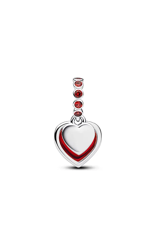 Heart sterling silver double dangle with salsa red