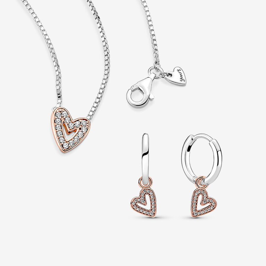 Freehand Heart Hoop Jewelry Set