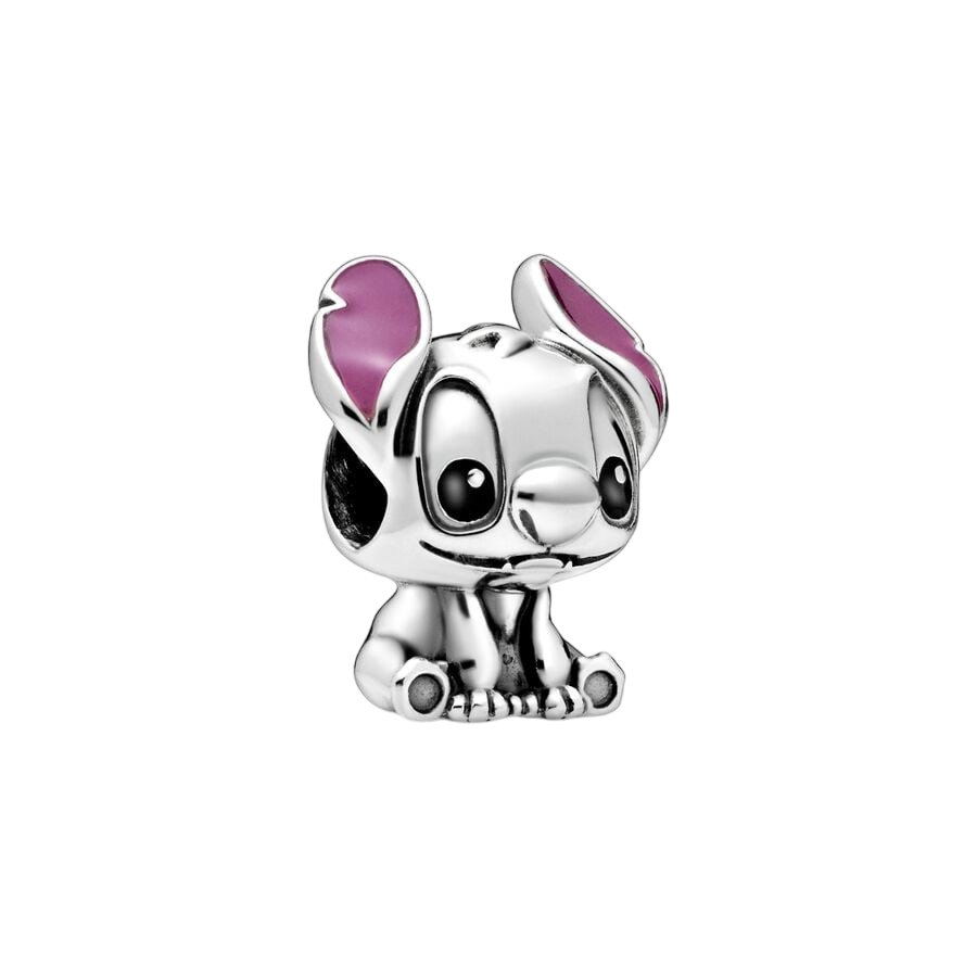 Disney Stitch silver charm with black and purple e