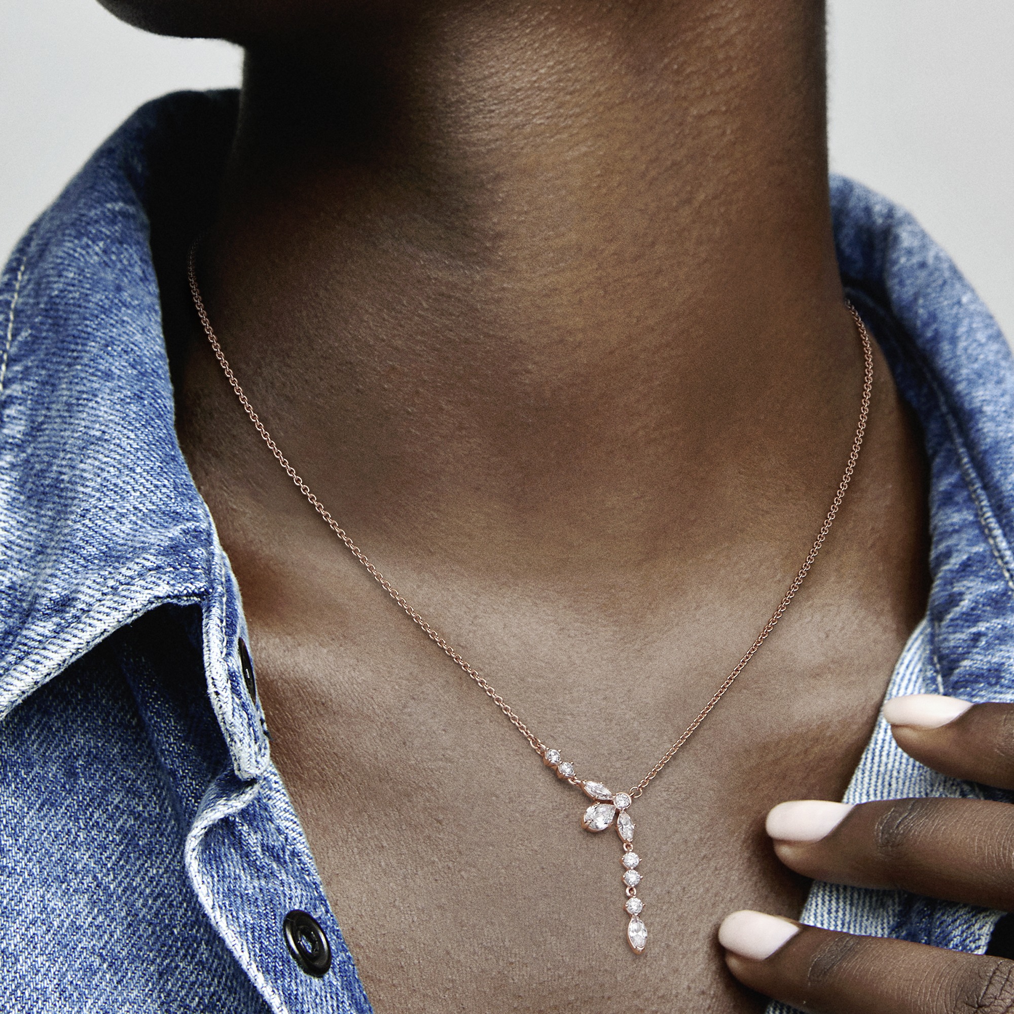 Herbarium cluster 14k rose gold-plated collier wit