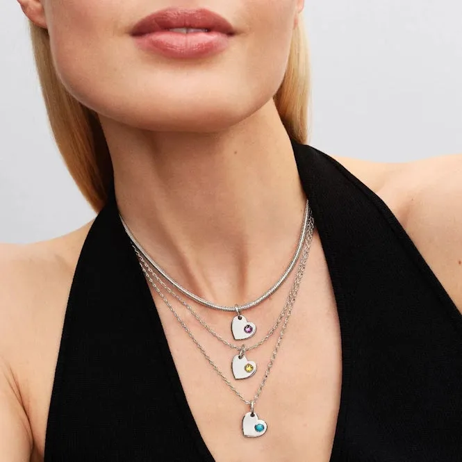 Engravable heart sterling silver dangle with capri