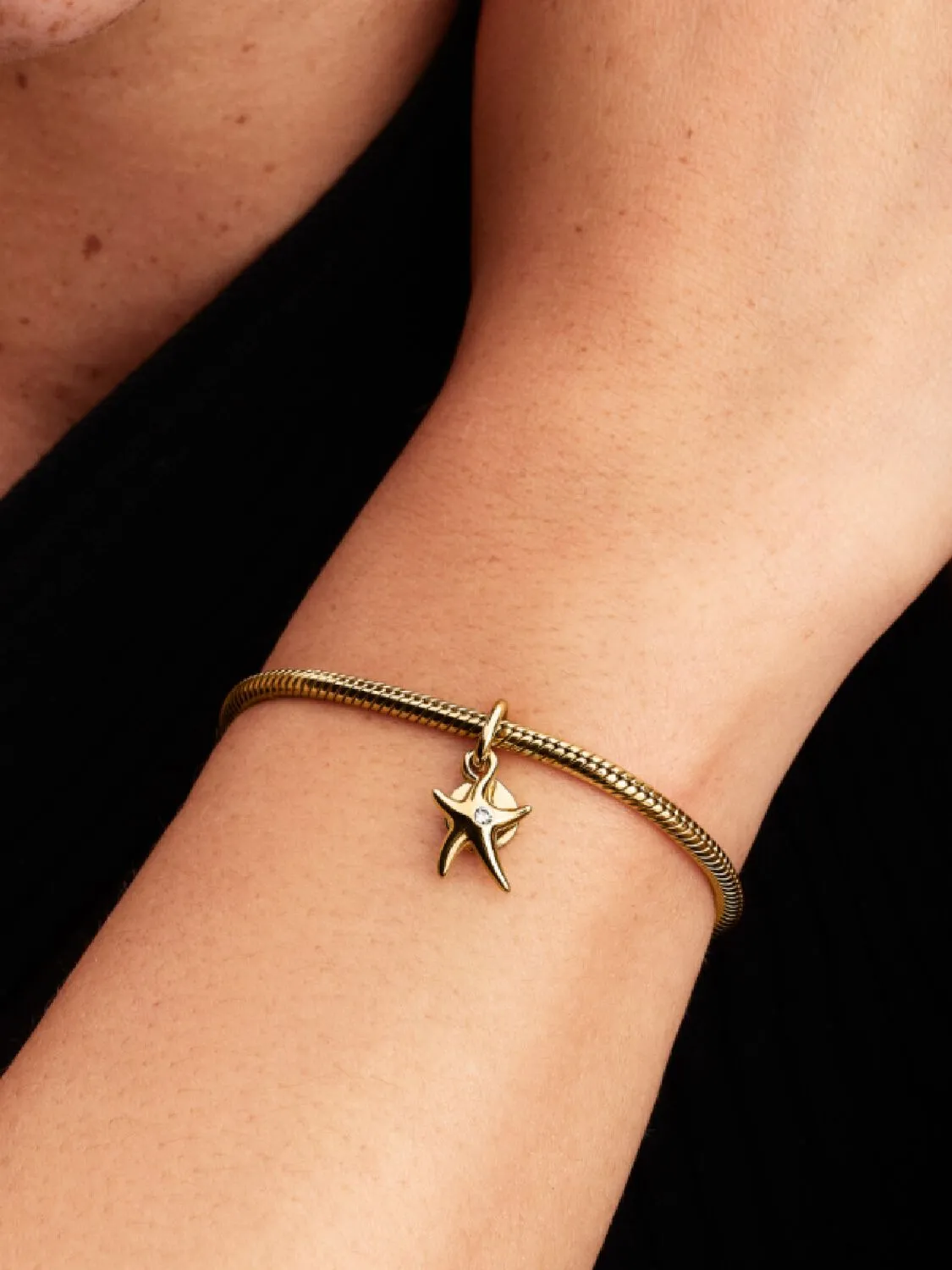 Starfish 14k gold-plated double dangle with clear cubic zirconia/ 763892C01