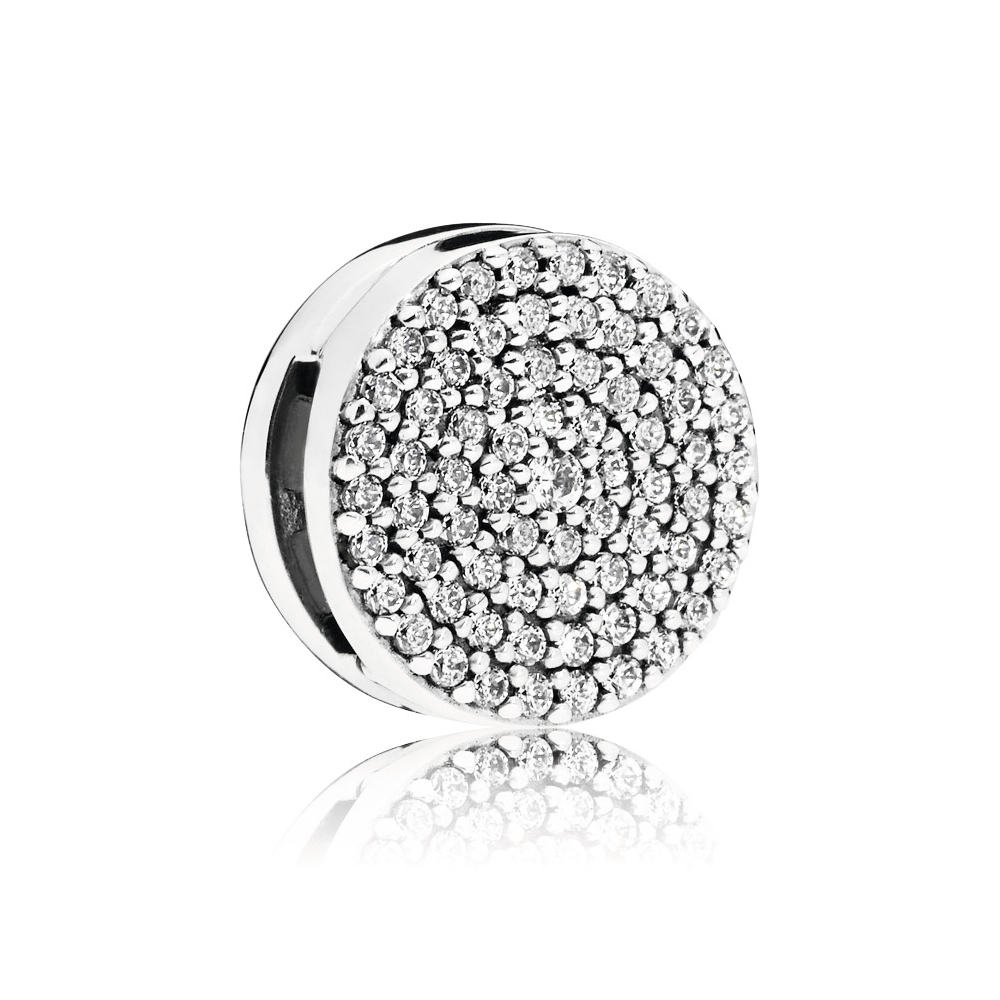 PANDORA Reflexions silver clip charm with clear cubic zirconia/Серебряная клипса-шарм PANDORA Reflex