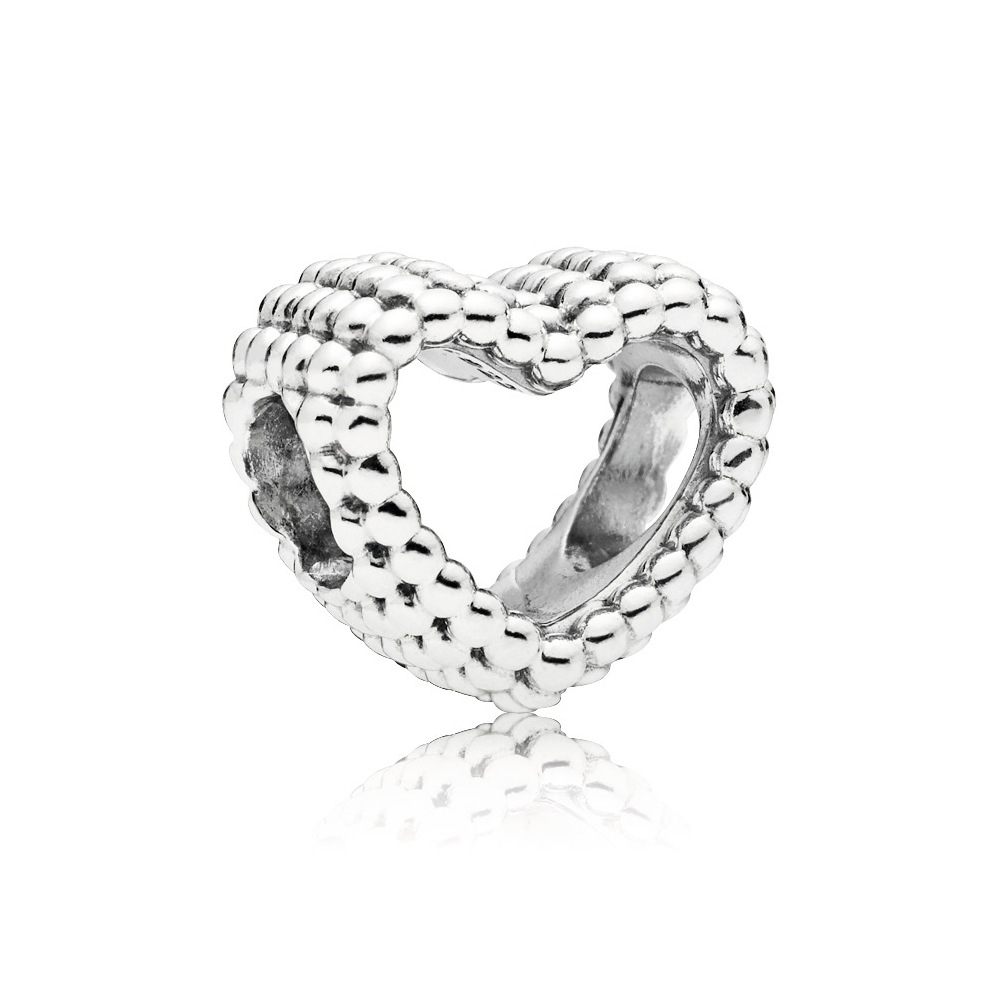 Beaded heart silver charm