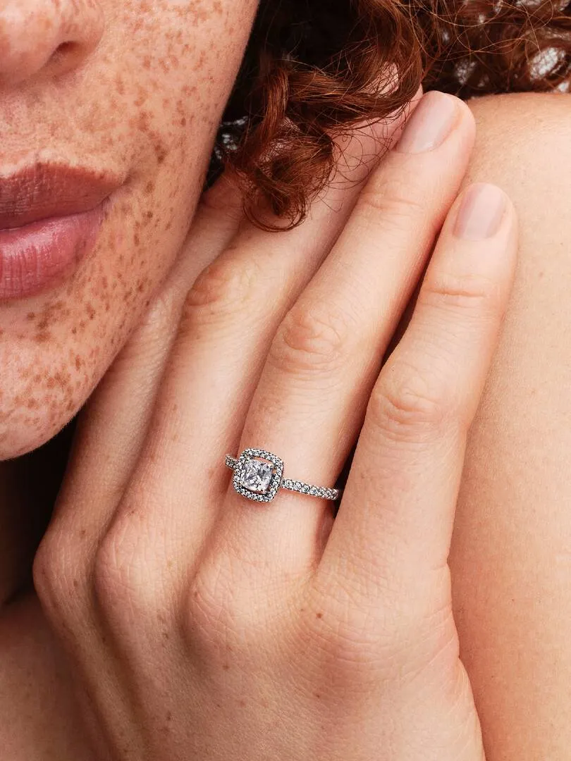 Sterling silver ring with clear cubic zirconia