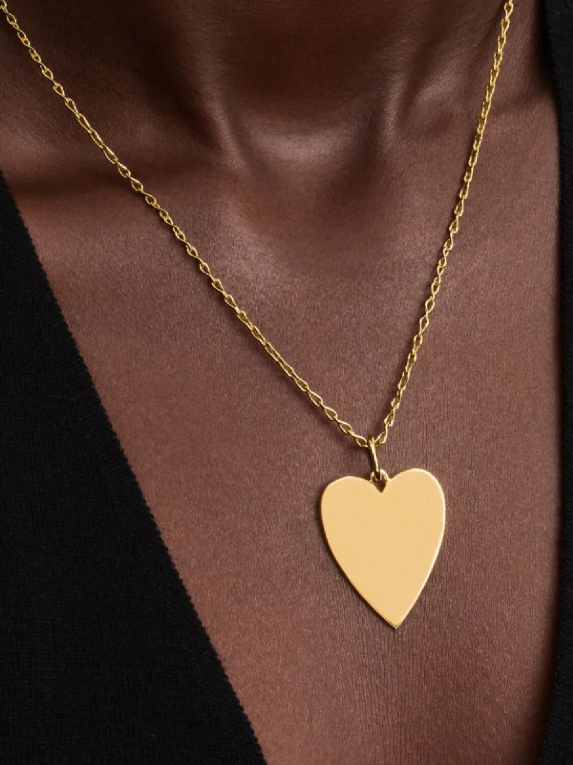 Engravable oversized heart 14k gold-plated pendant
