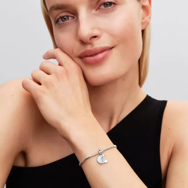 Moon sterling silver double dangle with moonstone 