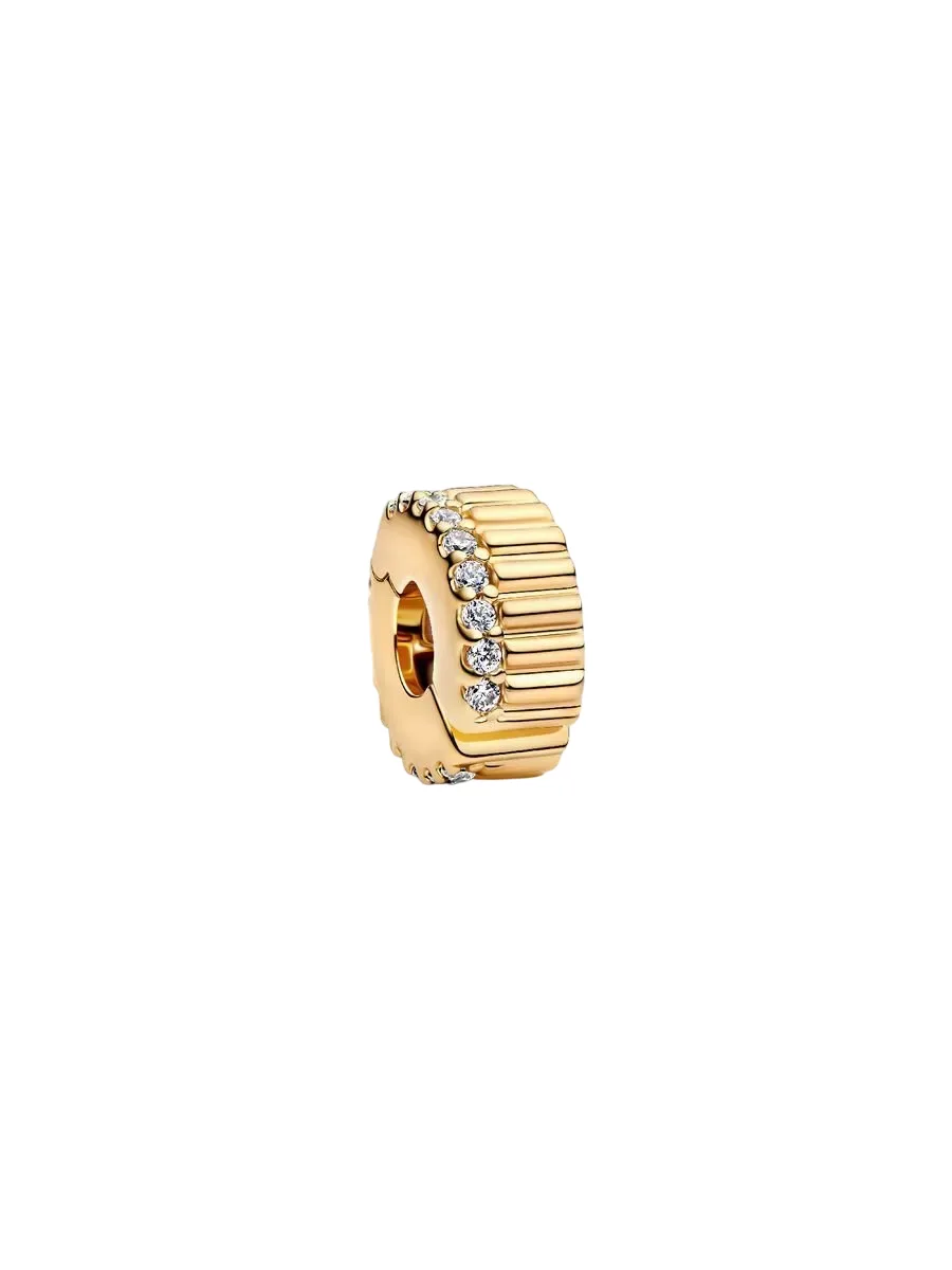 14k gold-plated clip with clear cubic zirconia and