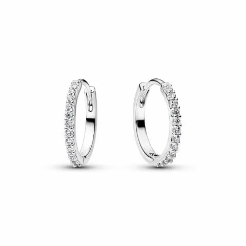 Sterling silver hoop earrings with clear cubic zir