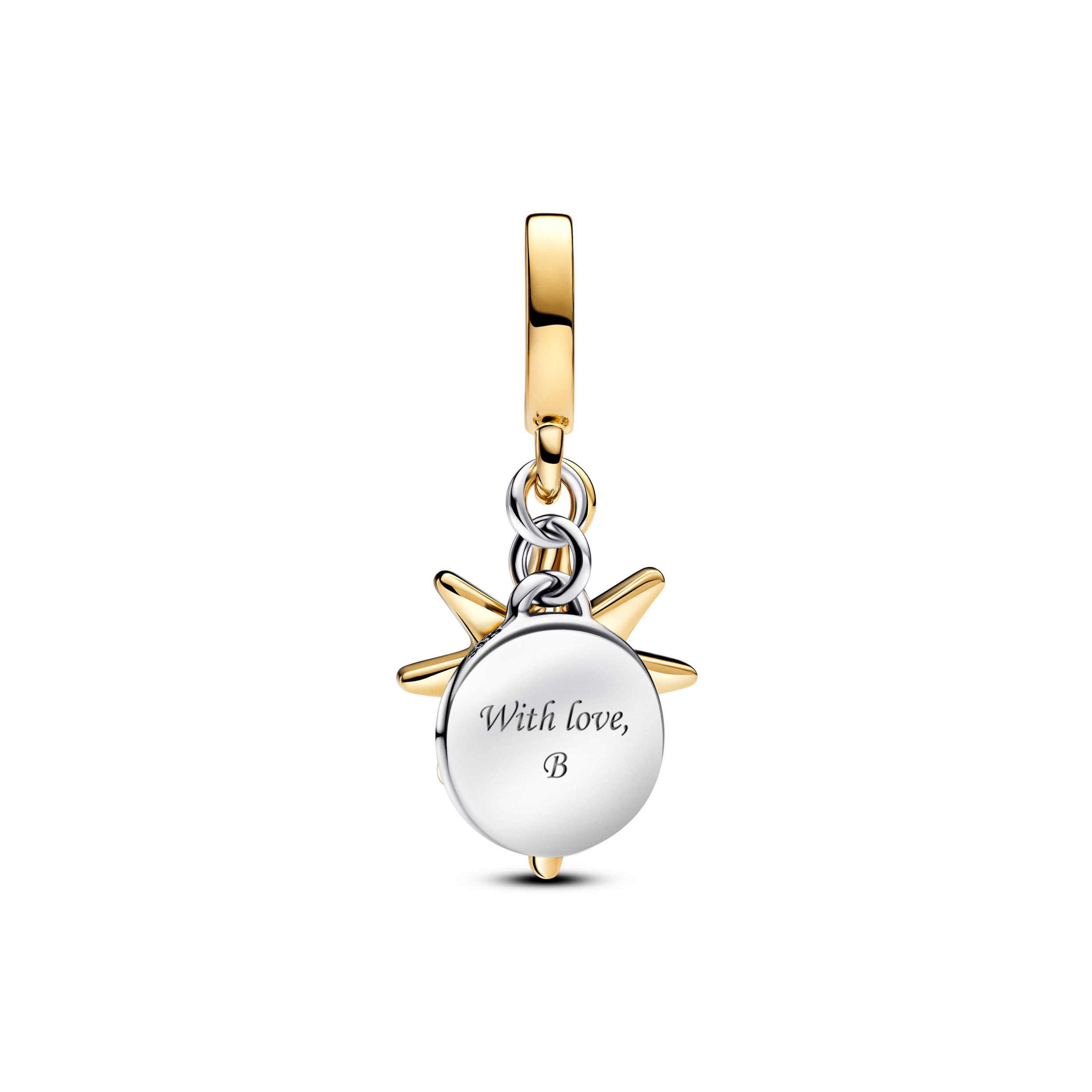 Engravable star sterling silver and 14k gold plated double dangle with 0.016 ct TW G-I VS2+ round brilliant lab-grown diamond/ 763588C01