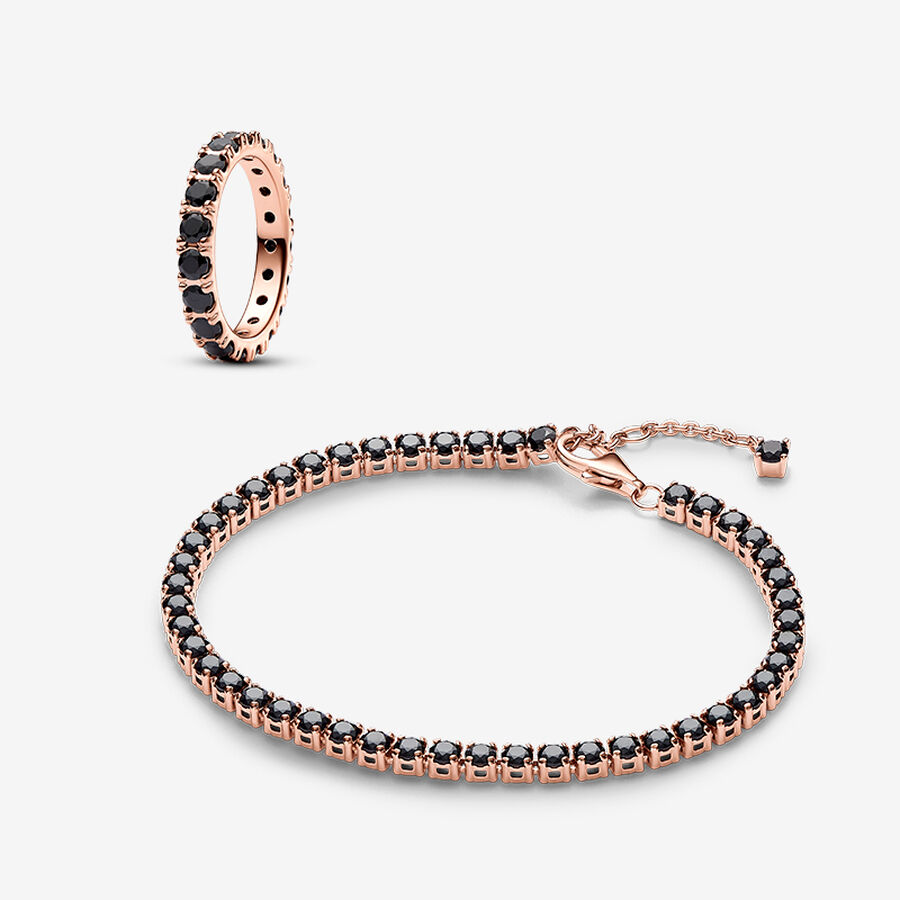 Black Sparkling Tennis Jewelry Set