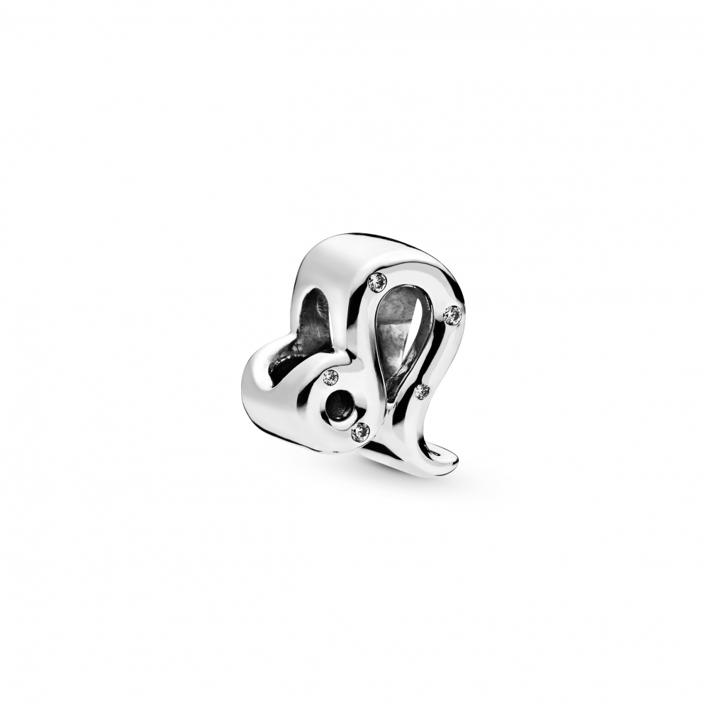 Leo sterling silver charm with clear cubic zirconi