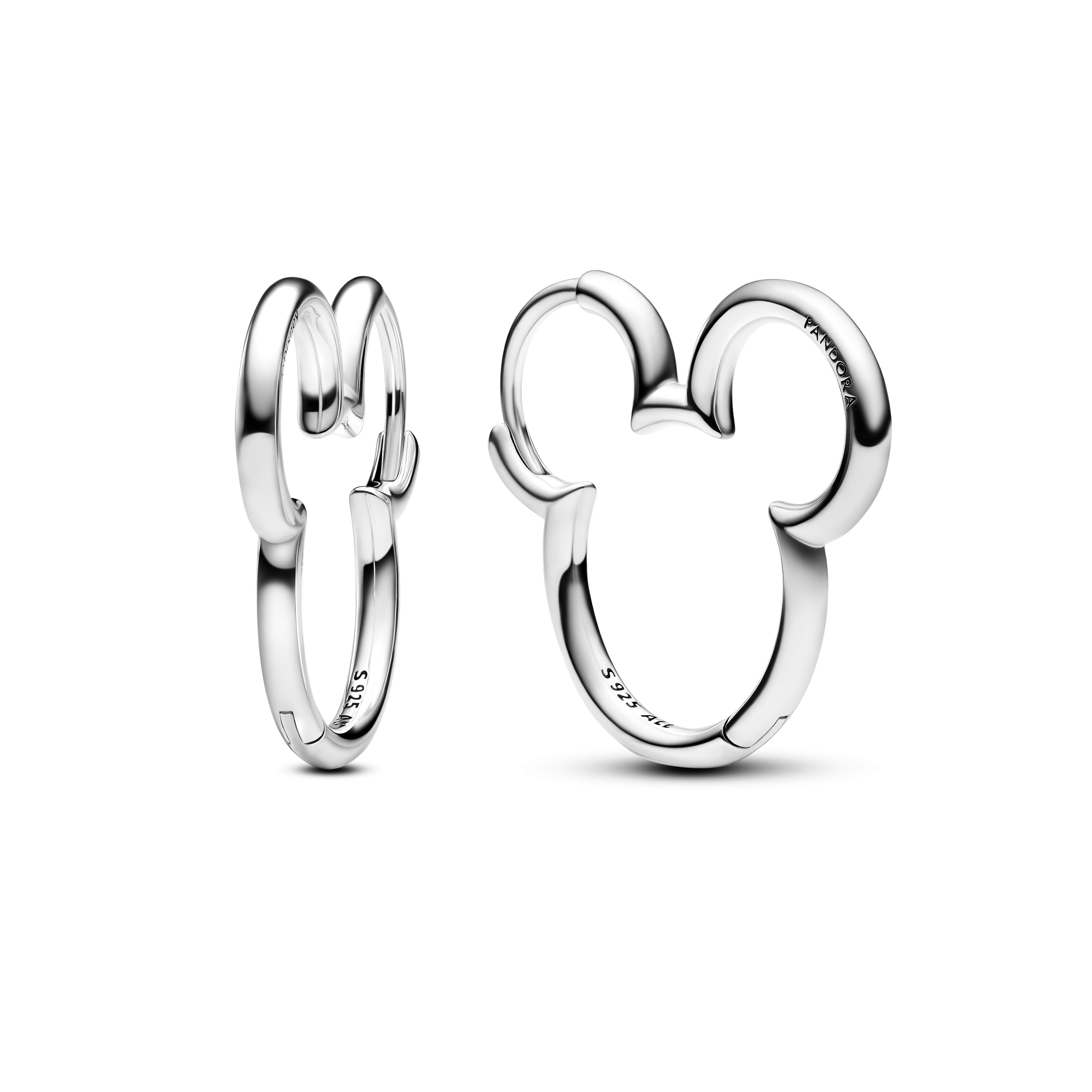 Disney Mickey silhouette sterling silver hoop earr
