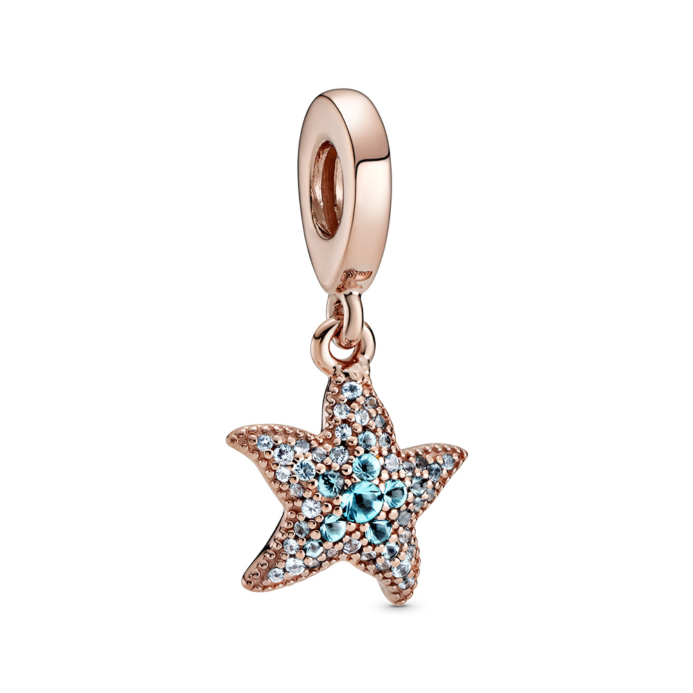 Starfish 14k rose gold-plated dangle with icy blue