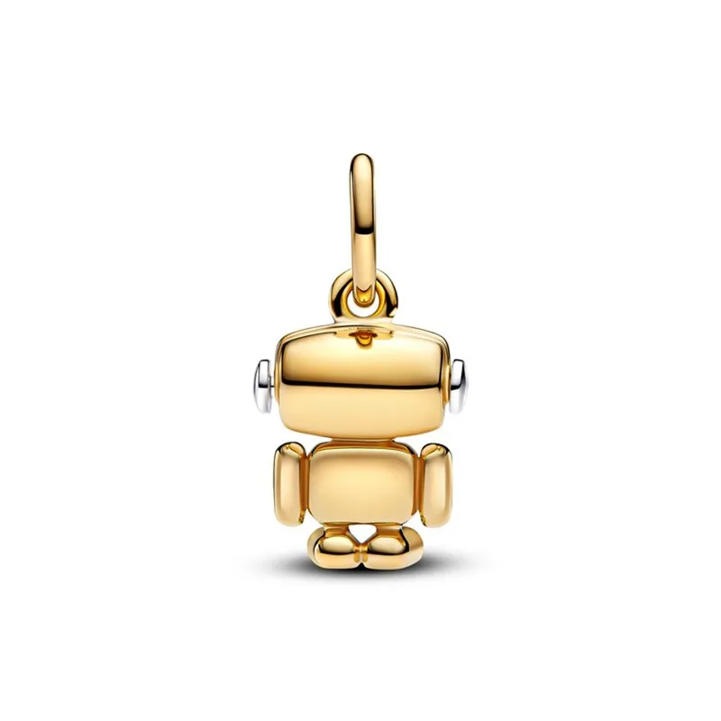Robot sterling silver and 14k gold-plated dangle with shimmering pink enamel/ 763441C01