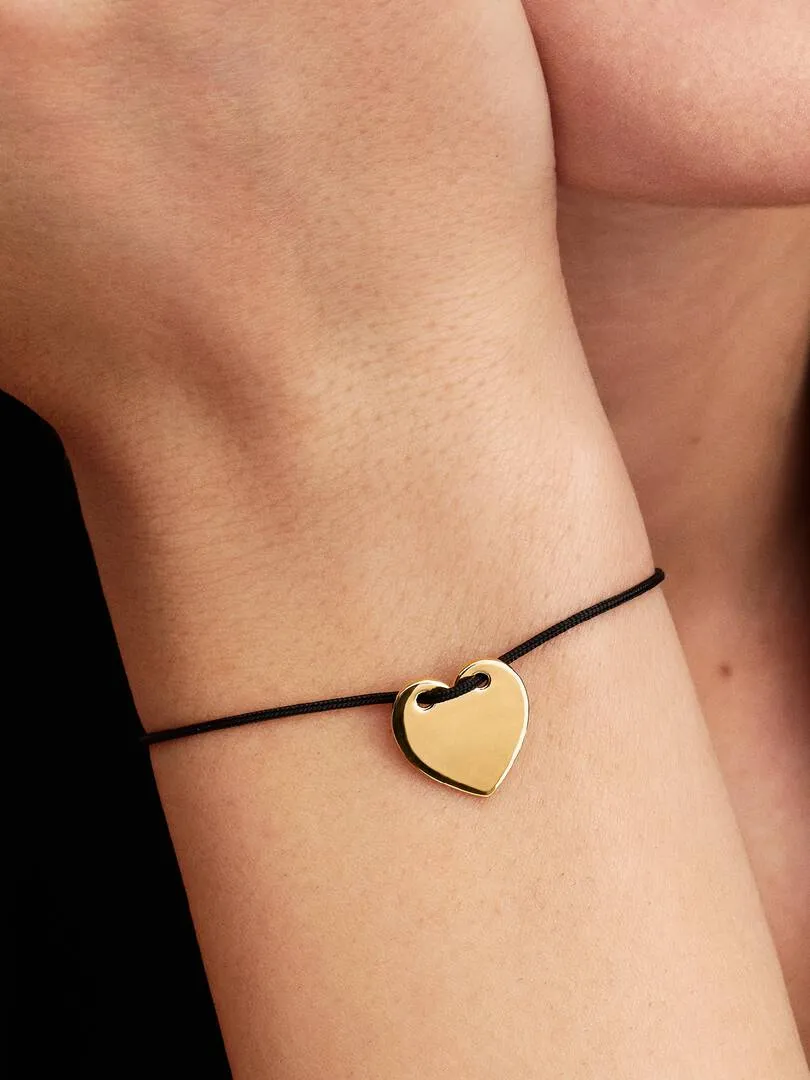 Engravable heart 14k gold-plated sliding bracelet