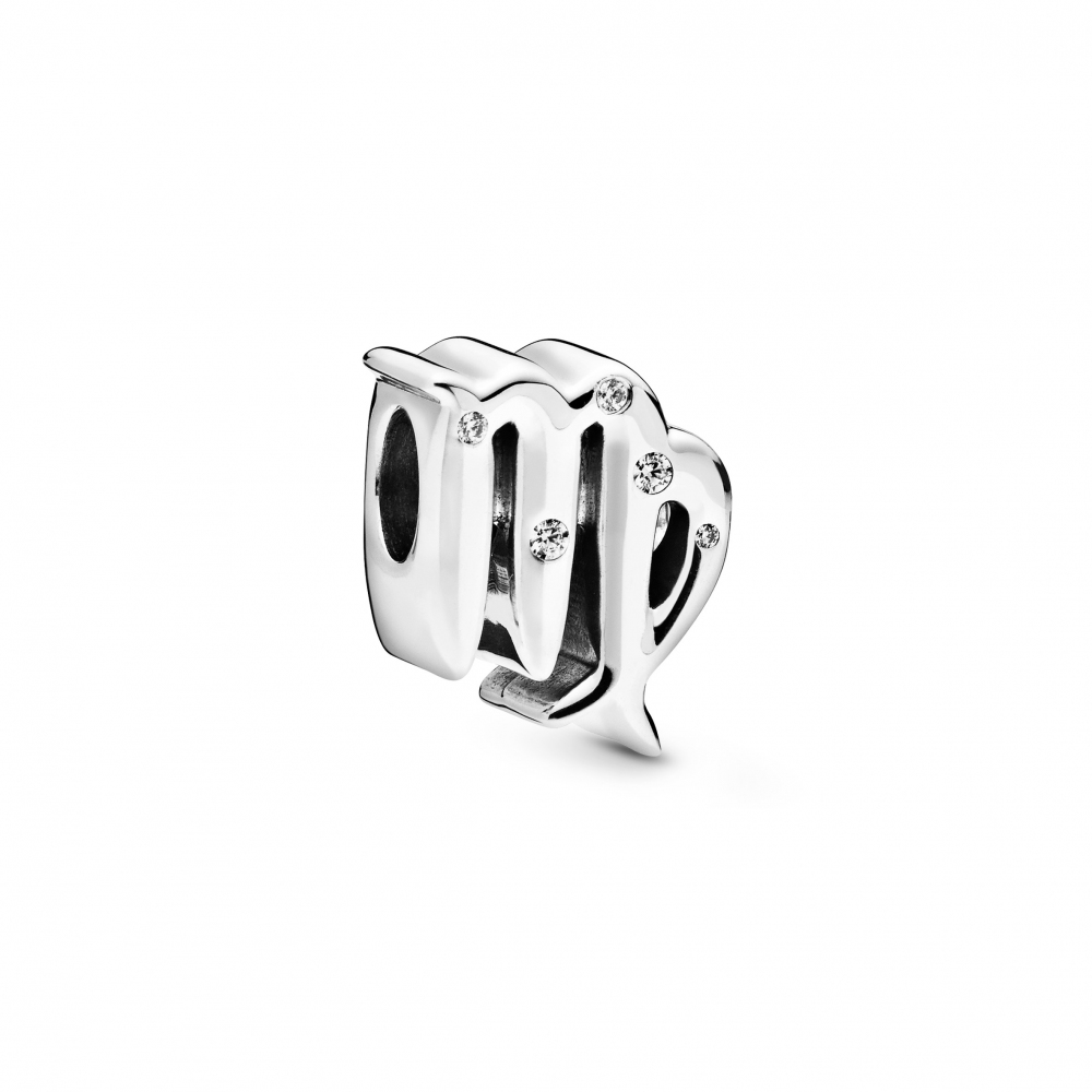 Virgo sterling silver charm with clear cubic zirco
