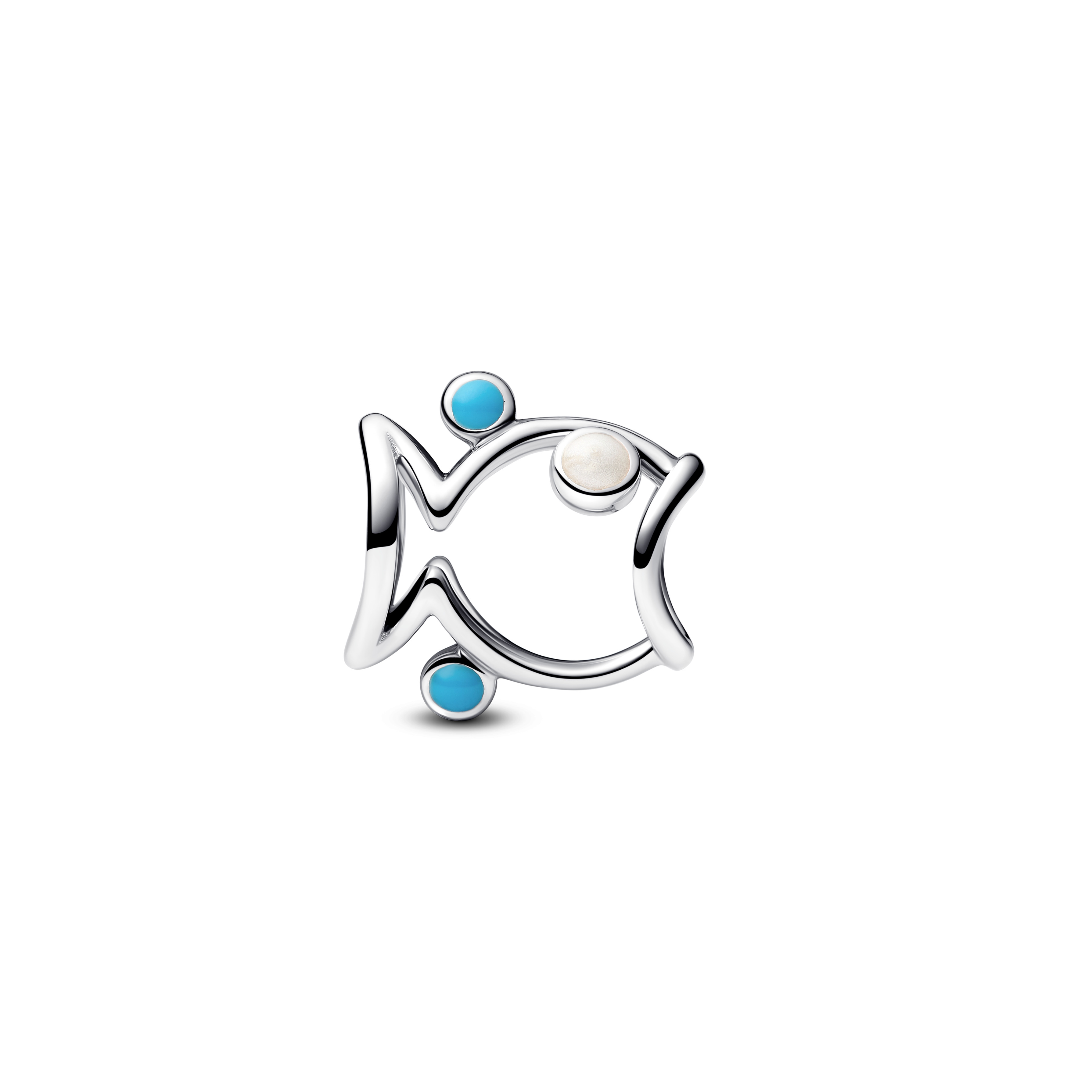 Fish sterling silver charm with shimmering white a