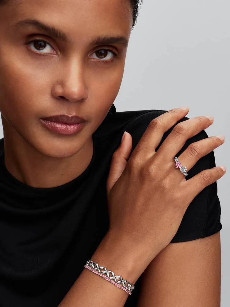 Butterfly sterling silver bracelet with clear cubic zirconia / 594575C01-18