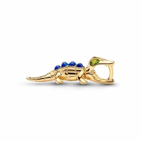Alligator 14k gold-plated charm with imitation lapis lazuli and light green crystal/ 764624C01