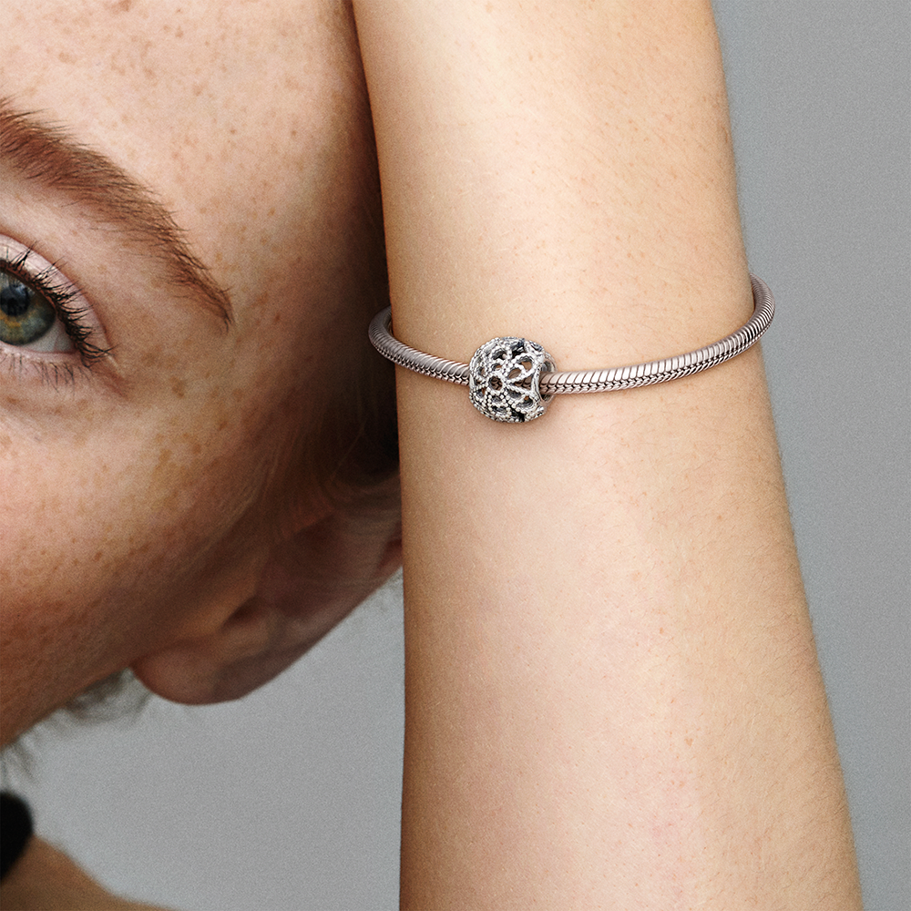 Openwork roses silver charm