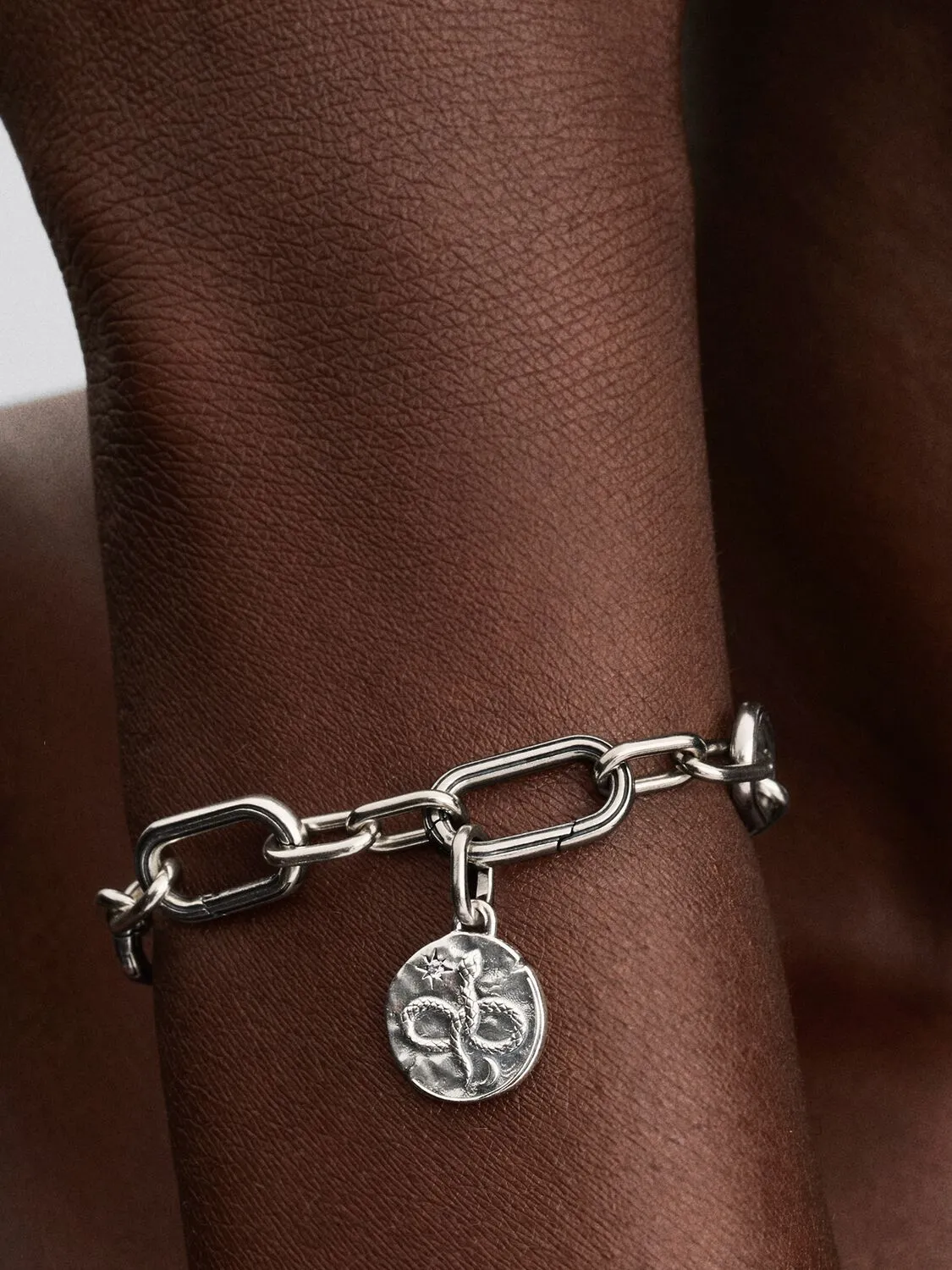 Infinity snake sterling silver medallion with clea