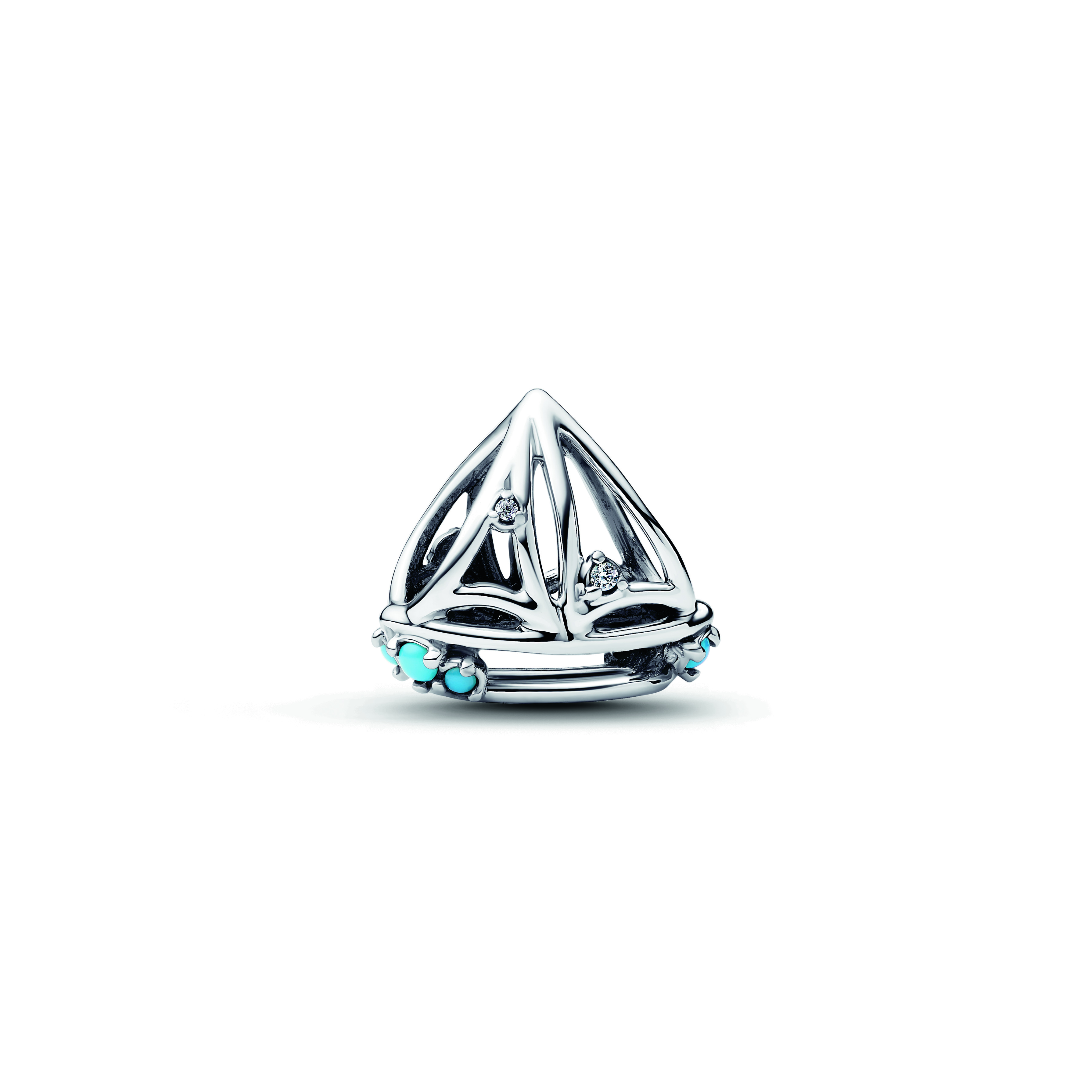 Sailboat sterling silver charm with clear cubic zi
