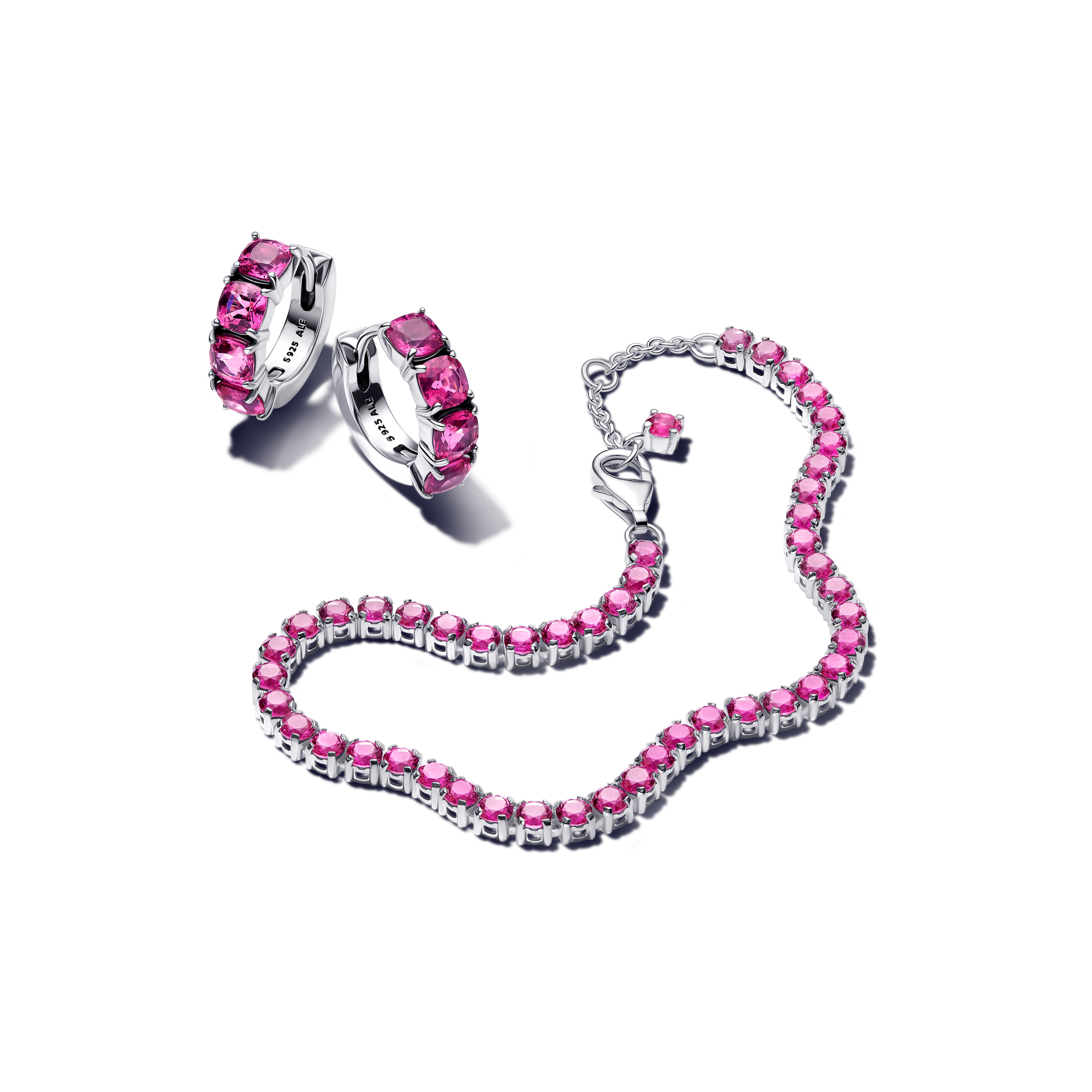 Sparkling Pink Tennis Jewelry Set