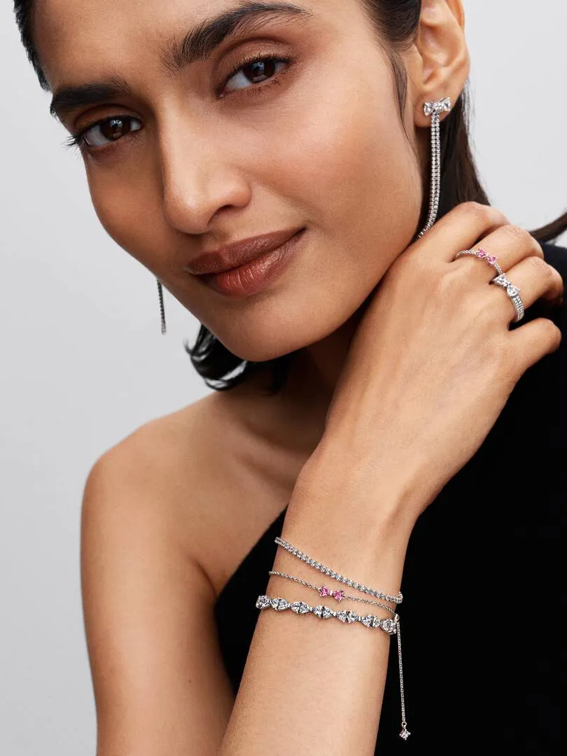 Bow sterling silver bracelet with clear cubic zirconia/594262C01-18