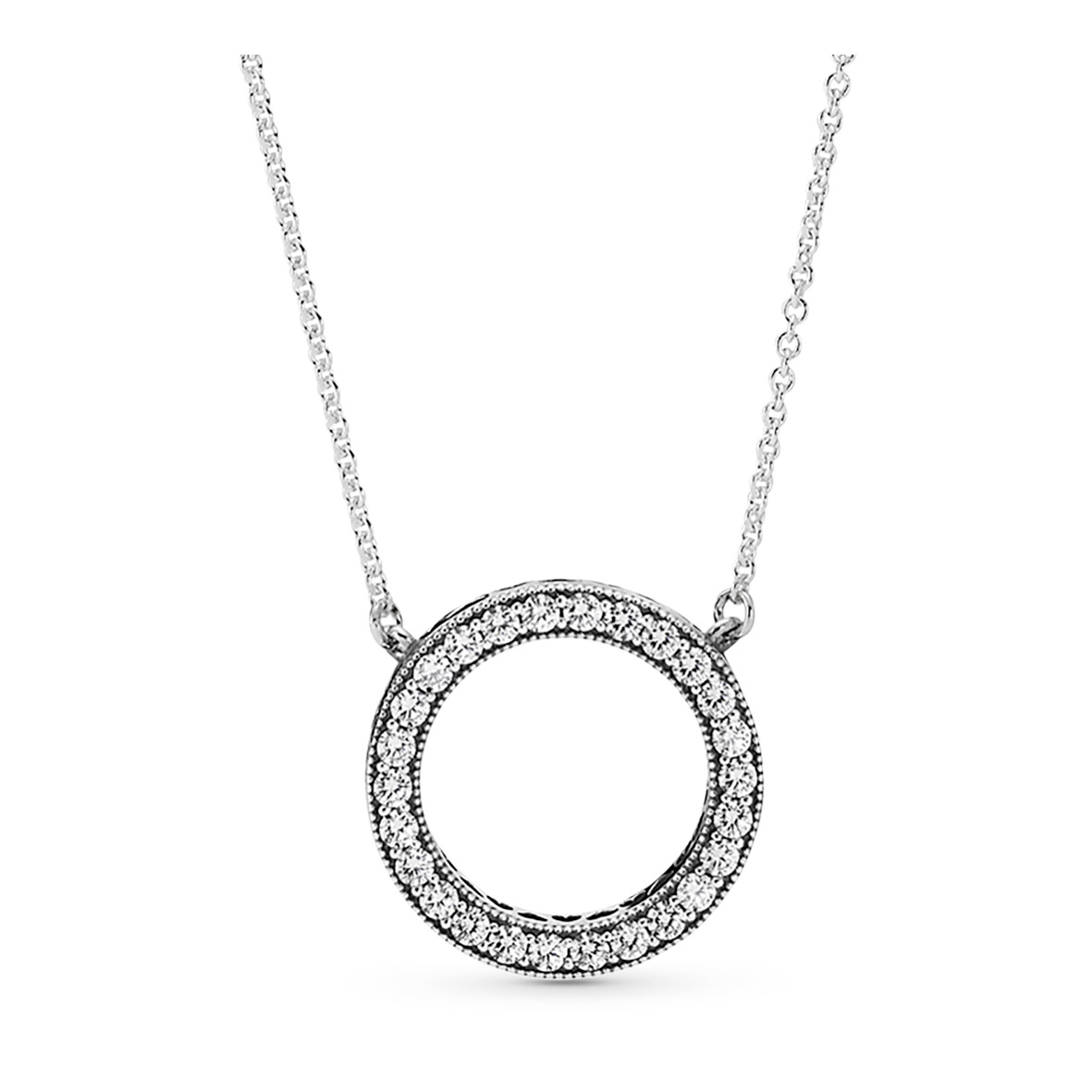 PANDORA logo reversible silver collier with clear 