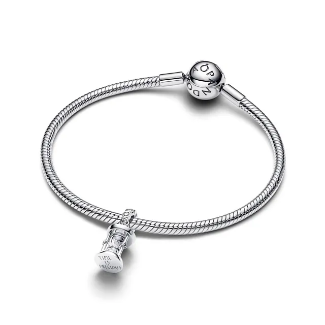 Hourglass sterling silver dangle with clear cubic zirconia and glass/794140C01