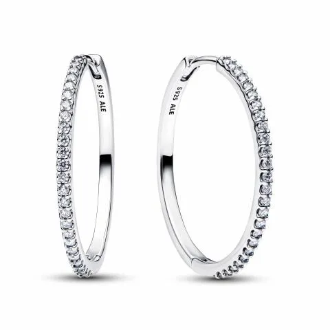 Sterling silver hoop earrings with clear cubic zir