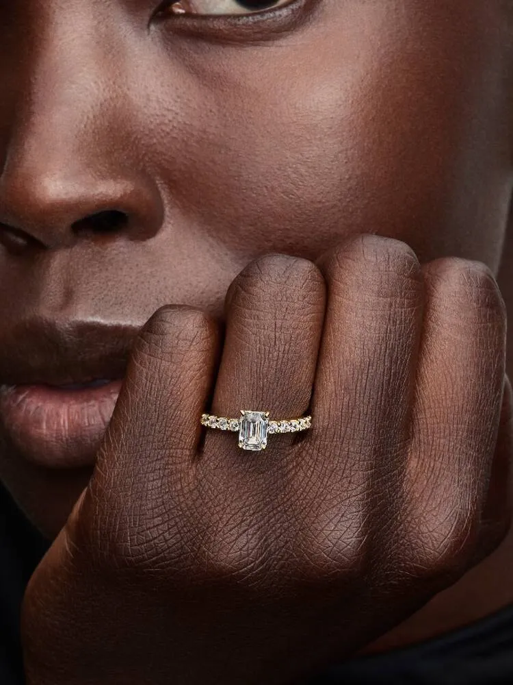 14k gold-plated ring with clear cubic zirconia