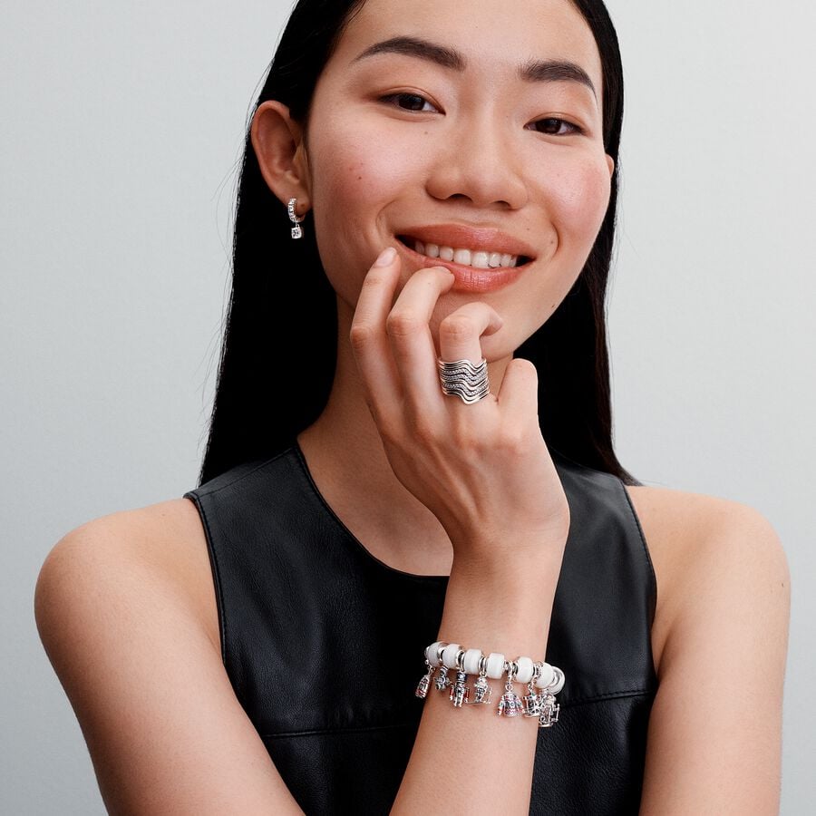 Sterling silver hoop earrings with clear cubic zirconia/ 293547C01