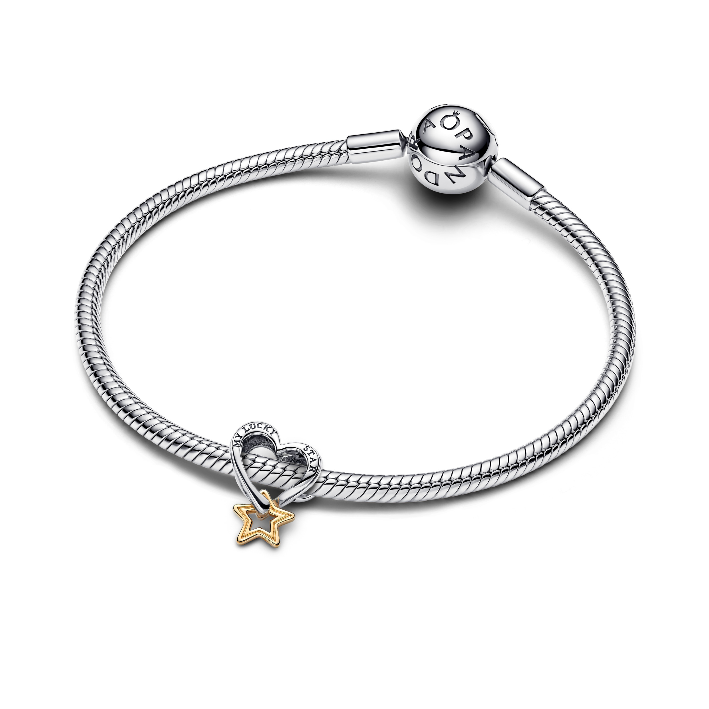Heart and star sterling silver and 14k gold-plated charm/ 763513C00