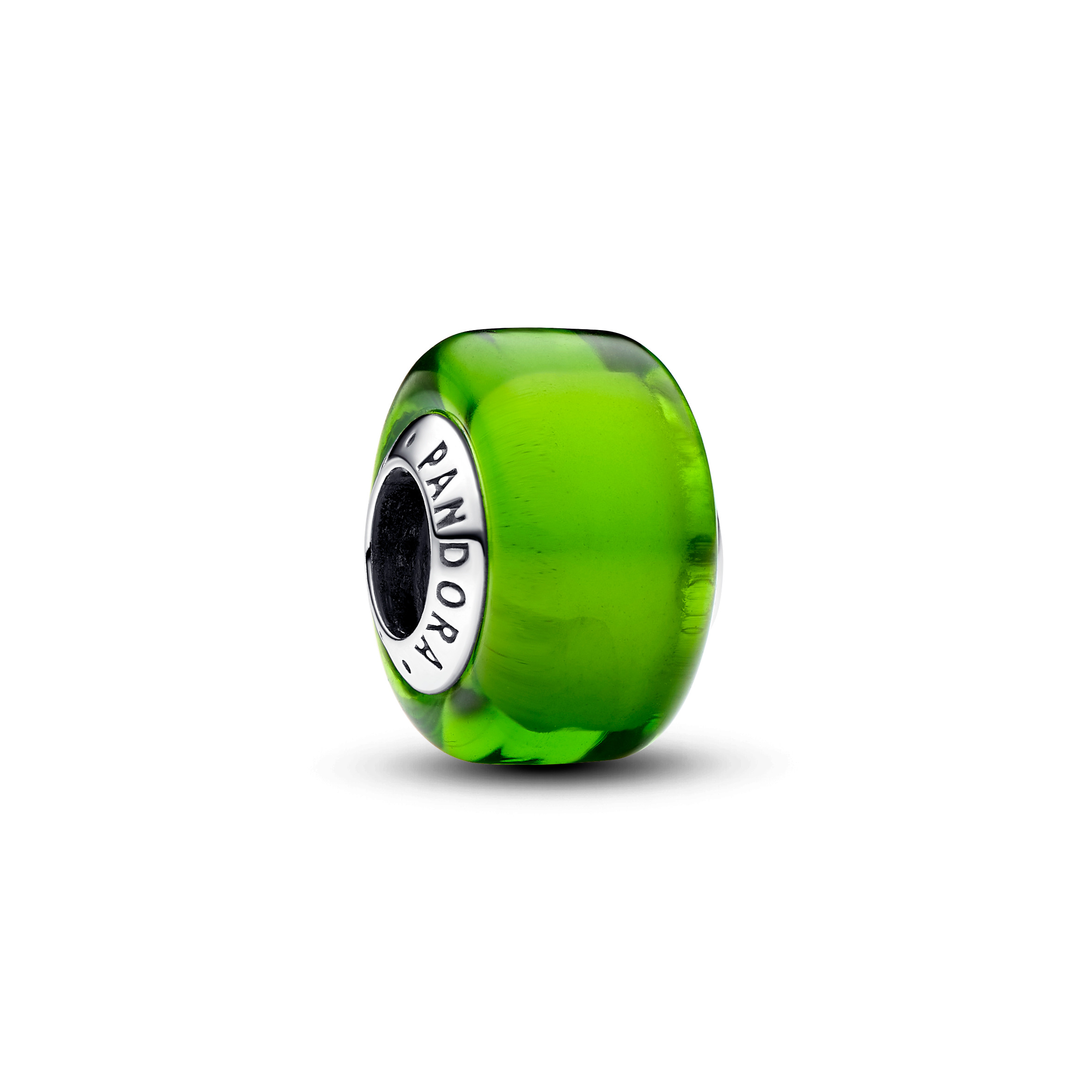 Sterling silver charm with green Murano glass
