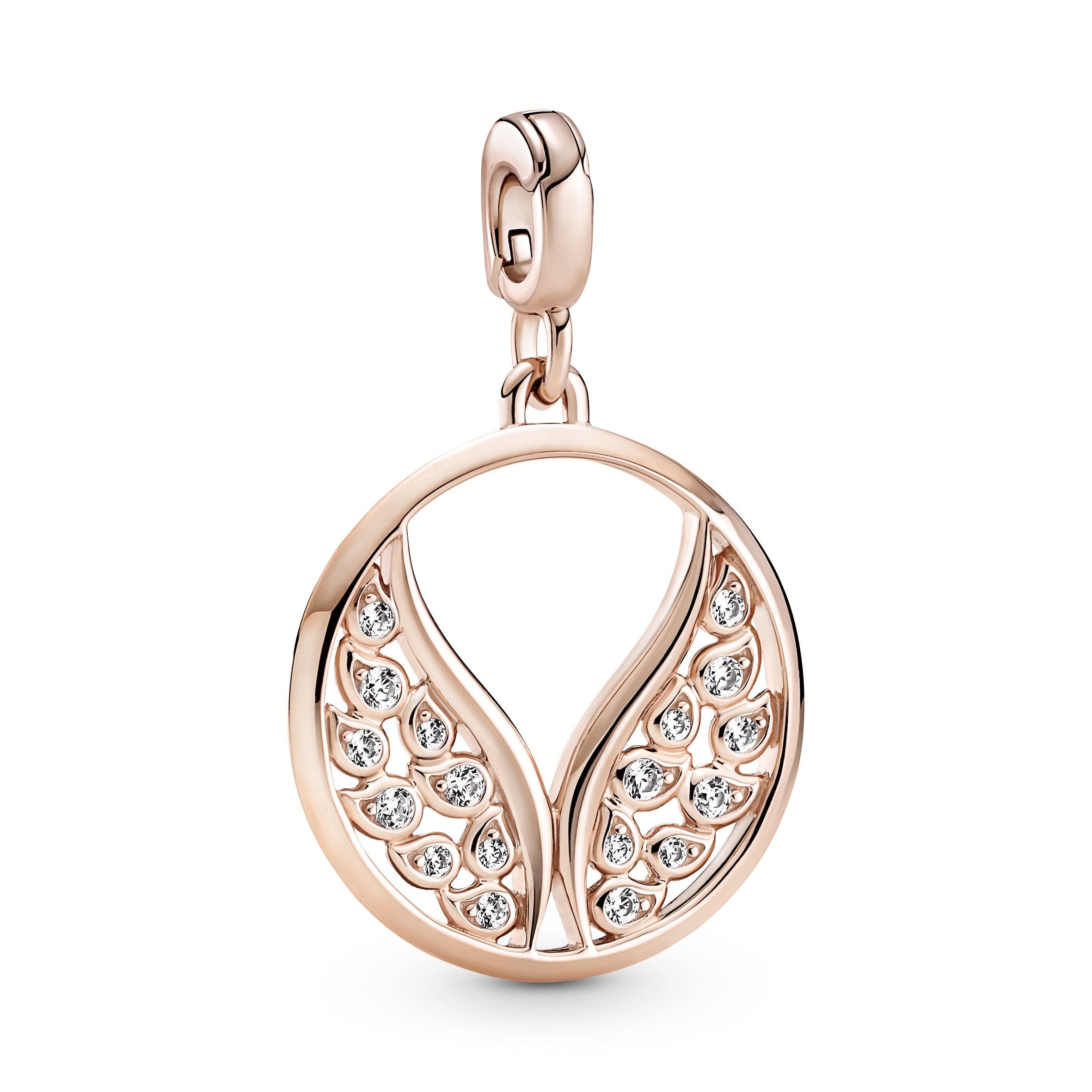 Angel wings 14k rose gold-plated medallionwith clear cubic zirconia /789672C01