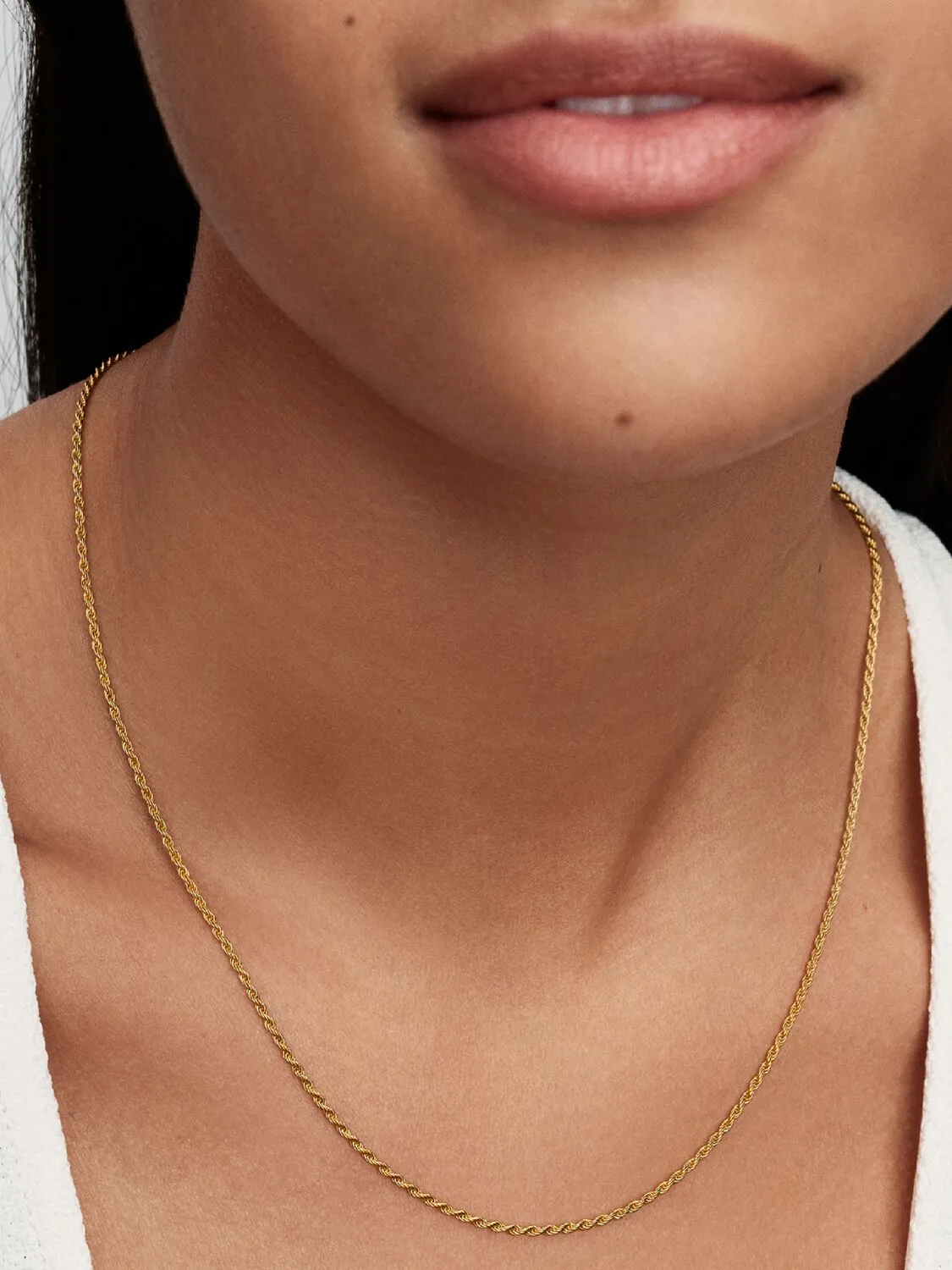 14k gold-plated rope chain necklace with sliding c