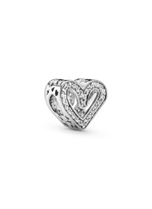 Heart sterling silver charm with clear cubic zirconia/ 798692C01