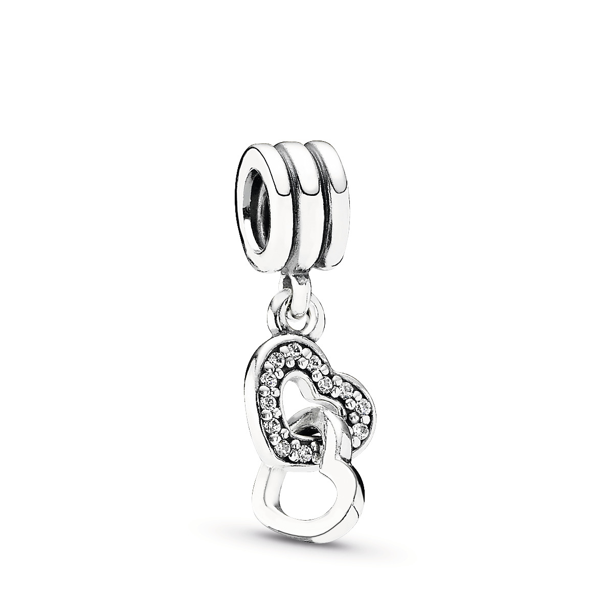 Hearts silver dangle with cubic zirconia