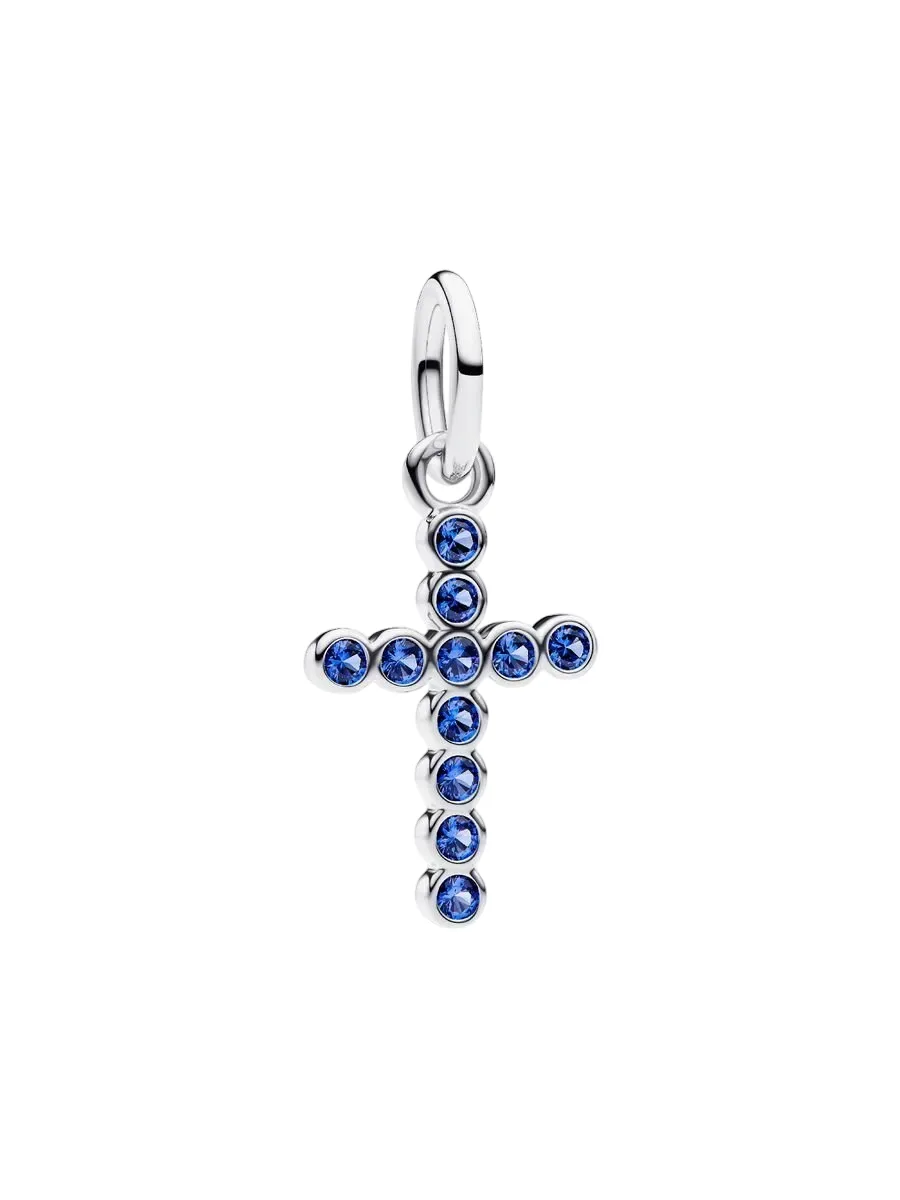 Cross sterling silver dangle with stellar blue cry