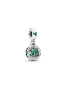 Clover silver dangle with royal green, aqua green crystal and clear cubic zirconia/ 797906NRGMX