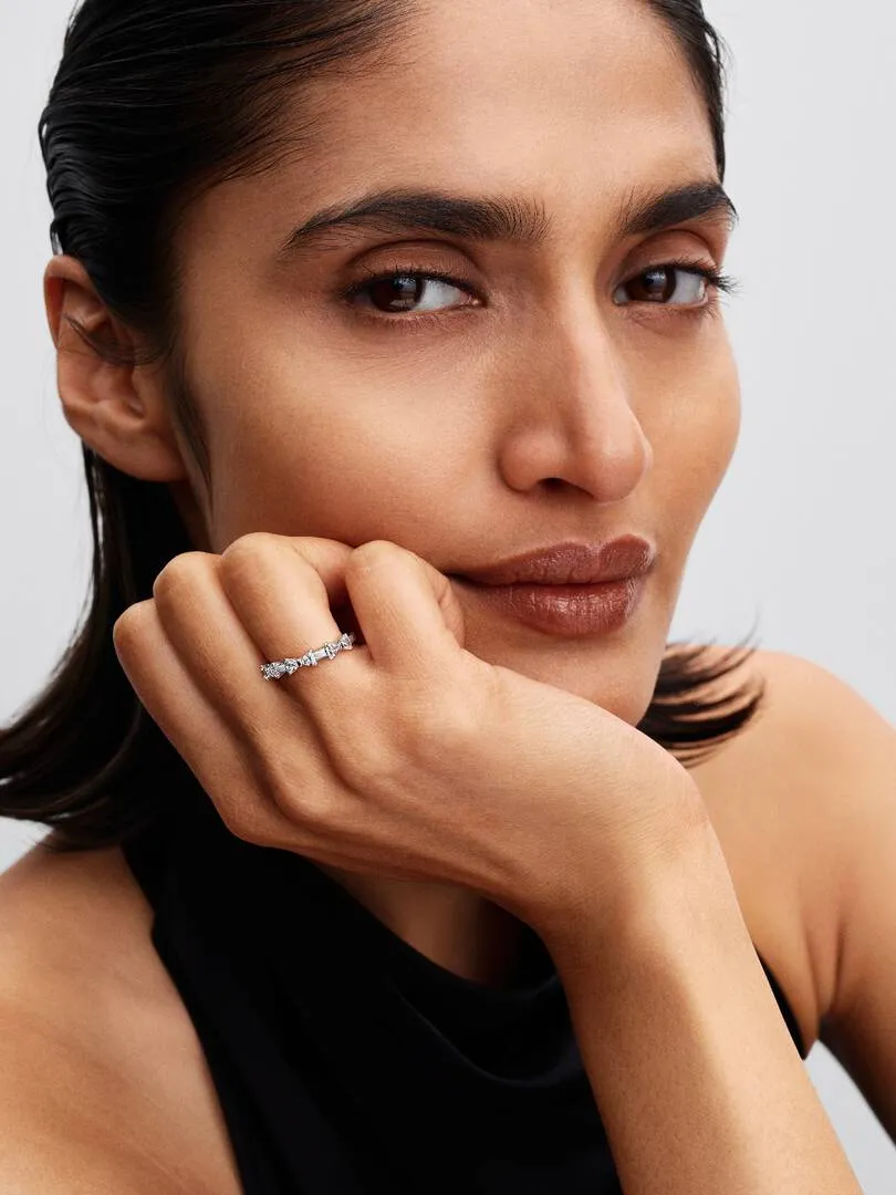 Bow sterling silver ring with clear cubic zirconia/194233C01-58