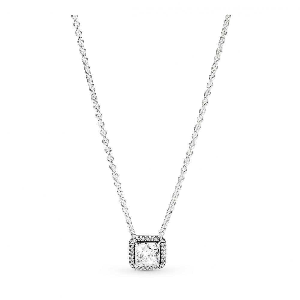 Silver necklace with clear cubic zirconia